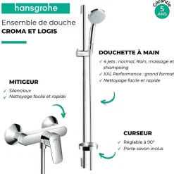 Hansgrohe Ensemble douche HANGROHE Croma Vario + Mitigeur mécanique Logis
