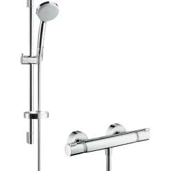Hansgrohe Ensemble douche Croma 100 + mitigeur thermostatique Ecostat Comfort + Barre de douche 65 cm
