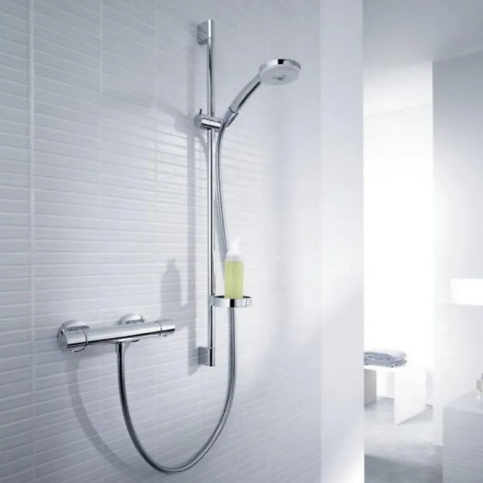 Hansgrohe Ensemble douche Croma 100 + mitigeur thermostatique Ecostat Comfort + Barre de douche 65 cm