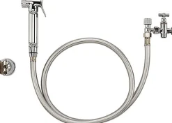 Noyon et Thiebault Ensemble douchette WC en laiton, support, robinet et flexible PVC