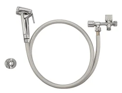 Noyon et Thiebault Ensemble douchette WC en ABS chromé, 1 robinet 3 voies et 1 flexible PVC