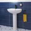 GoodHome Ensemble lavabo et colonne en céramique blanc Tasi* Lavabo