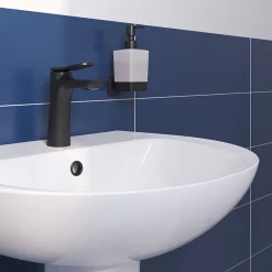 GoodHome Ensemble lavabo et colonne en céramique blanc Tasi* Lavabo