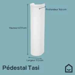 GoodHome Ensemble lavabo et colonne en céramique blanc Tasi* Lavabo