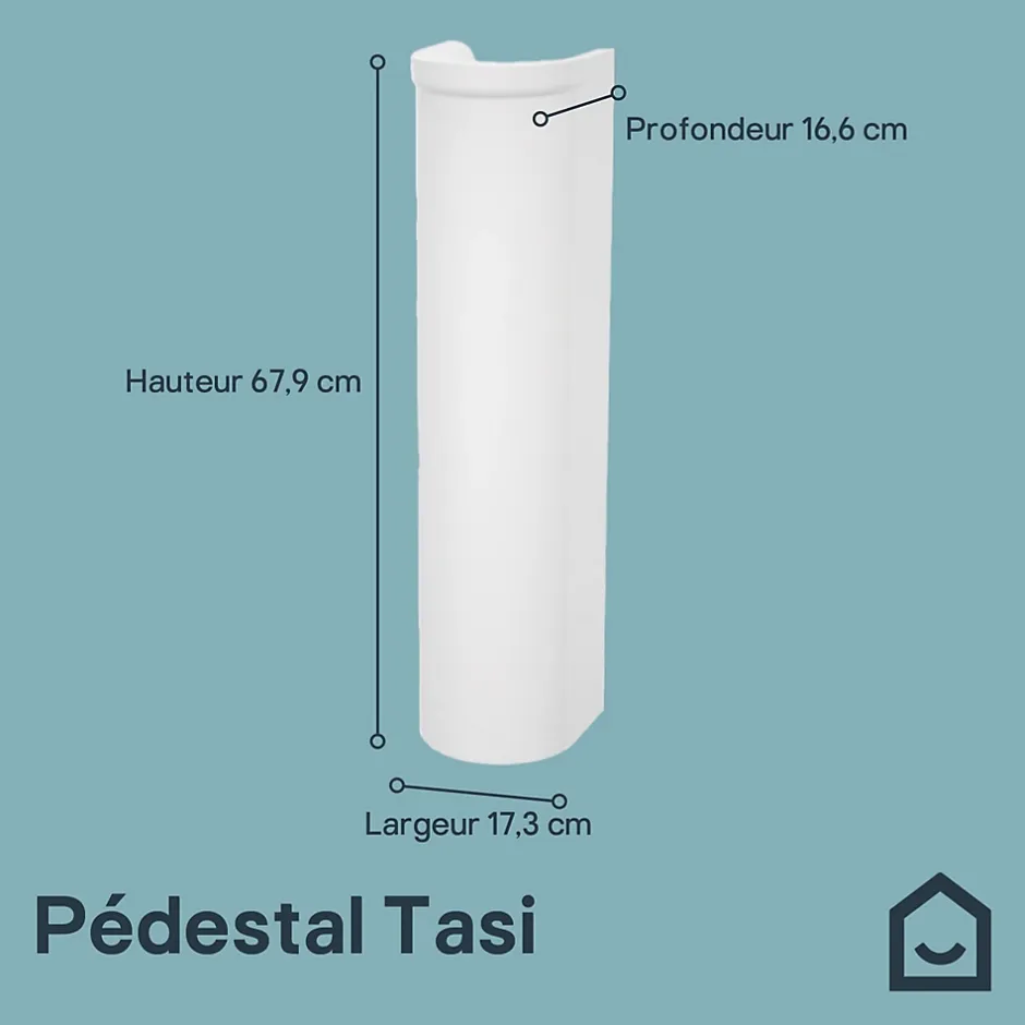 GoodHome Ensemble lavabo et colonne en céramique blanc Tasi* Lavabo