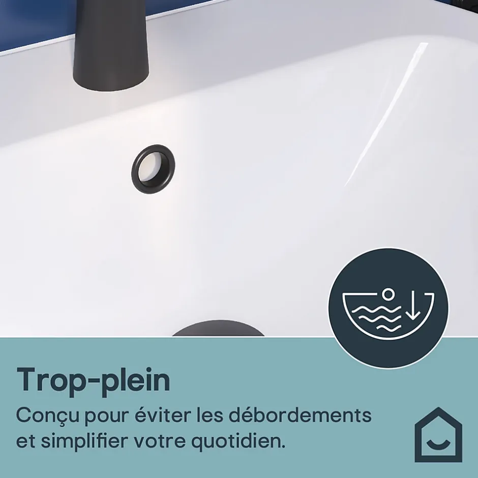GoodHome Ensemble lavabo et colonne en céramique blanc Tasi* Lavabo