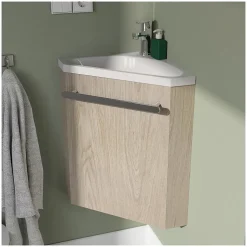 Mob-In Ensemble lave-mains angle suspendu SKINO avec robinet et armoire d'angle