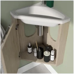Mob-In Ensemble lave-mains angle suspendu SKINO avec robinet et armoire d'angle