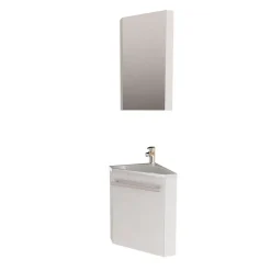 Mob-In Ensemble lave-mains angle suspendu SKINO avec robinet et armoire d'angle