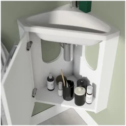 Mob-In Ensemble lave-mains angle suspendu SKINO avec robinet et armoire d'angle