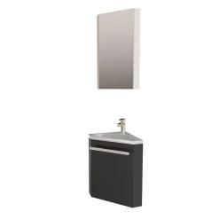 Mob-In Ensemble lave-mains angle suspendu SKINO avec robinet et armoire d'angle