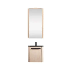 Mob-In Ensemble lave-mains d'angle SKINO suspendu avec armoire miroir
