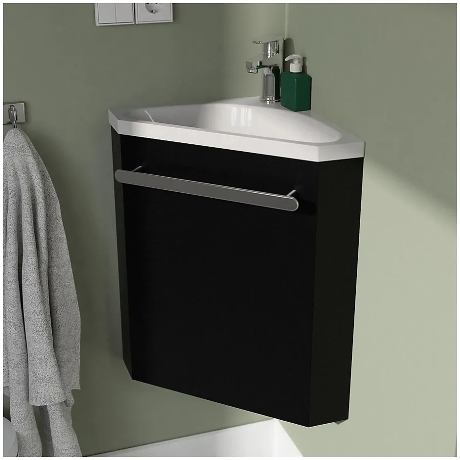 Mob-In Ensemble lave-mains d'angle SKINO + vasque + armoire de toilette