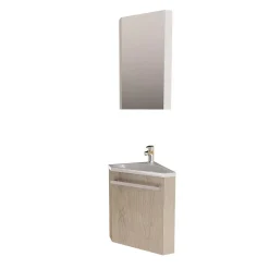 Mob-In Ensemble lave-mains d'angle SKINO + vasque + armoire de toilette* Lave-Mains