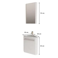 Mob-In Ensemble lave-mains d'angle SKINO + vasque + armoire de toilette* Lave-Mains