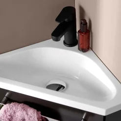 Mob-In Ensemble lave-mains d'angle suspendu SKINO avec robinet noir* Lave-Mains