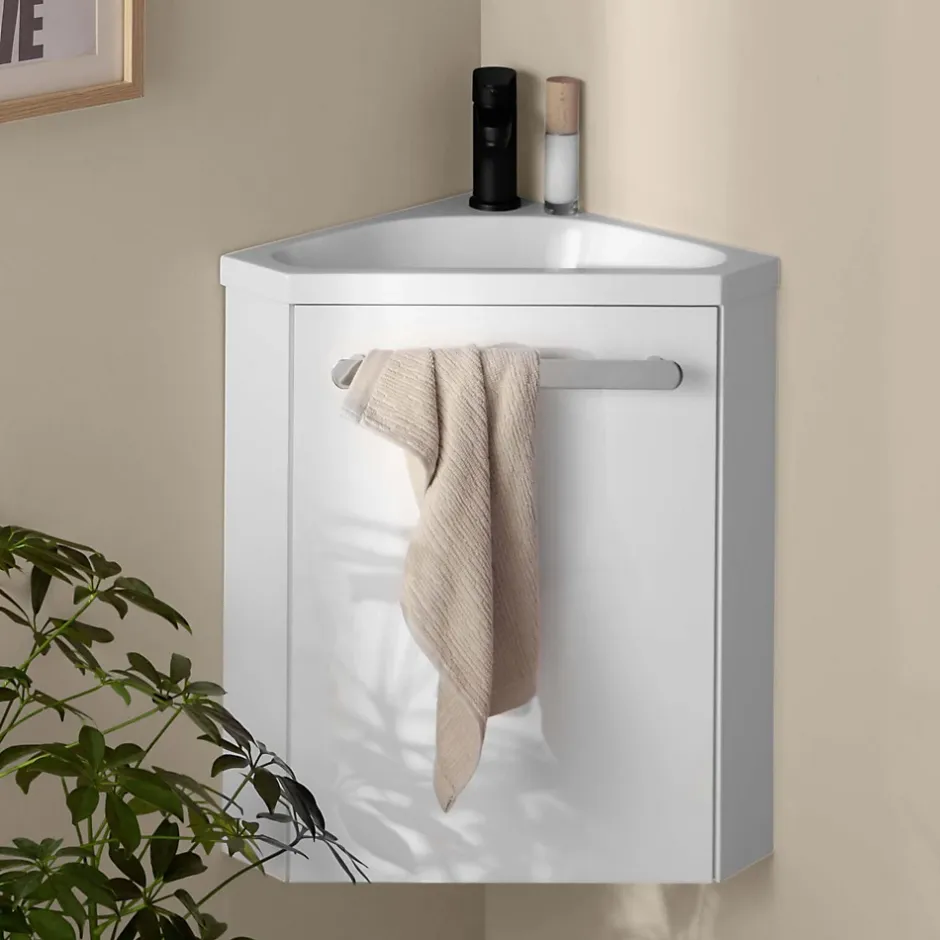 Mob-In Ensemble lave-mains d'angle suspendu SKINO avec robinet noir