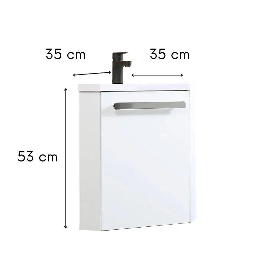 Mob-In Ensemble lave-mains d'angle suspendu SKINO avec robinet noir