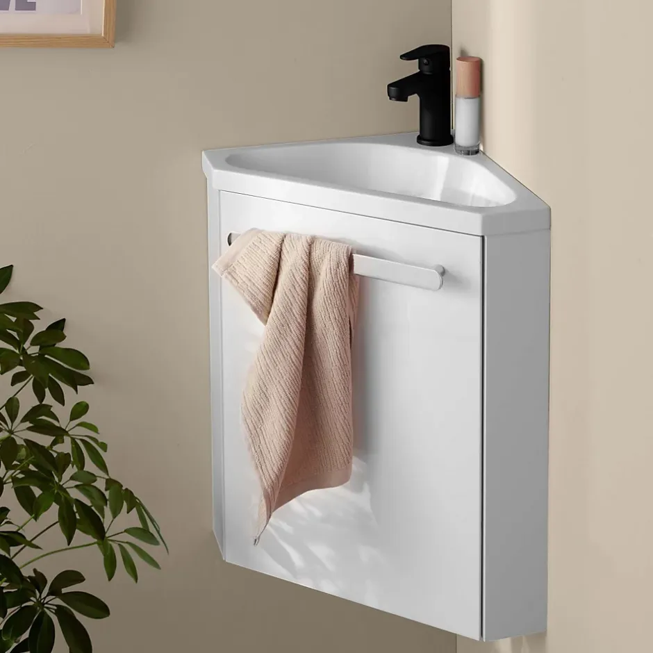 Mob-In Ensemble lave-mains d'angle suspendu SKINO avec robinet noir