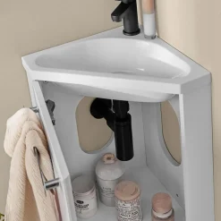 Mob-In Ensemble lave-mains d'angle suspendu SKINO avec robinet noir