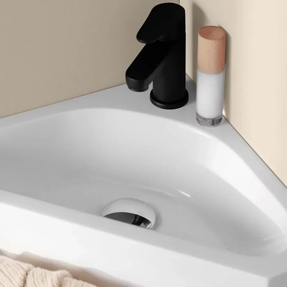 Mob-In Ensemble lave-mains d'angle suspendu SKINO avec robinet noir