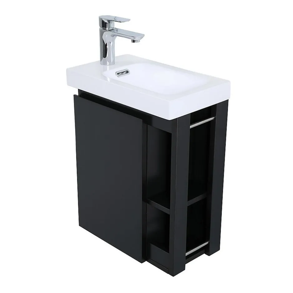 Mob-In Ensemble lave-mains HAMPTON avec rangement latéral et miroir tablette