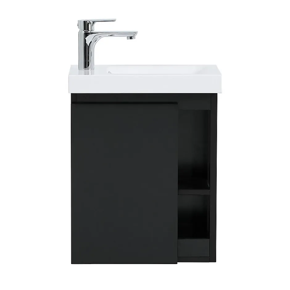 Mob-In Ensemble lave-mains HAMPTON avec rangement latéral et miroir tablette