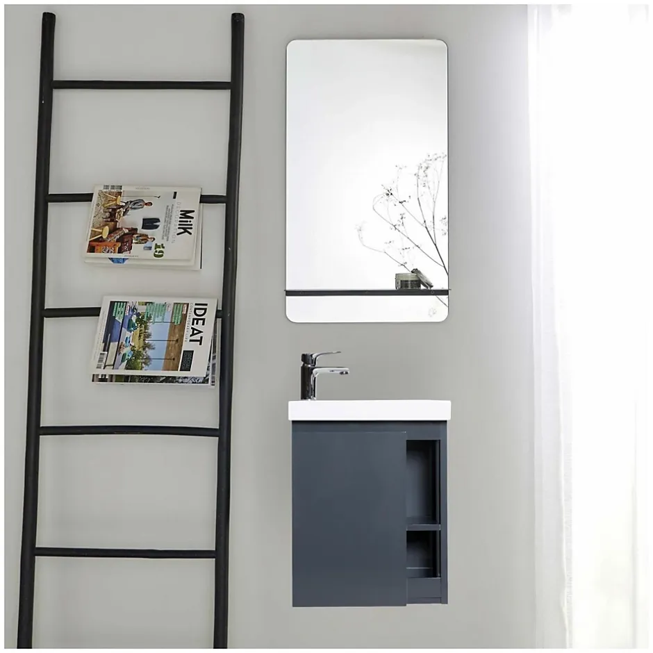 Mob-In Ensemble lave-mains HAMPTON avec rangement latéral et miroir tablette