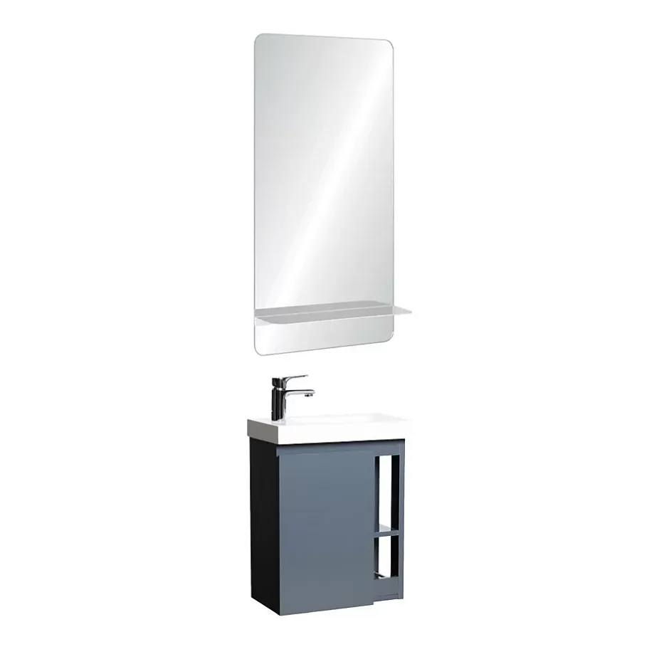 Mob-In Ensemble lave-mains HAMPTON avec rangement latéral et miroir tablette