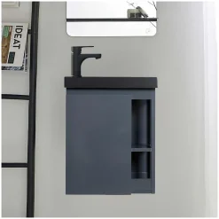 Mob-In Ensemble lave-mains HAMPTON avec rangement latéral et robinet noir