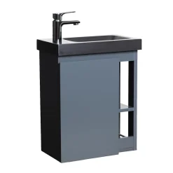 Mob-In Ensemble lave-mains HAMPTON avec rangement latéral et robinet noir
