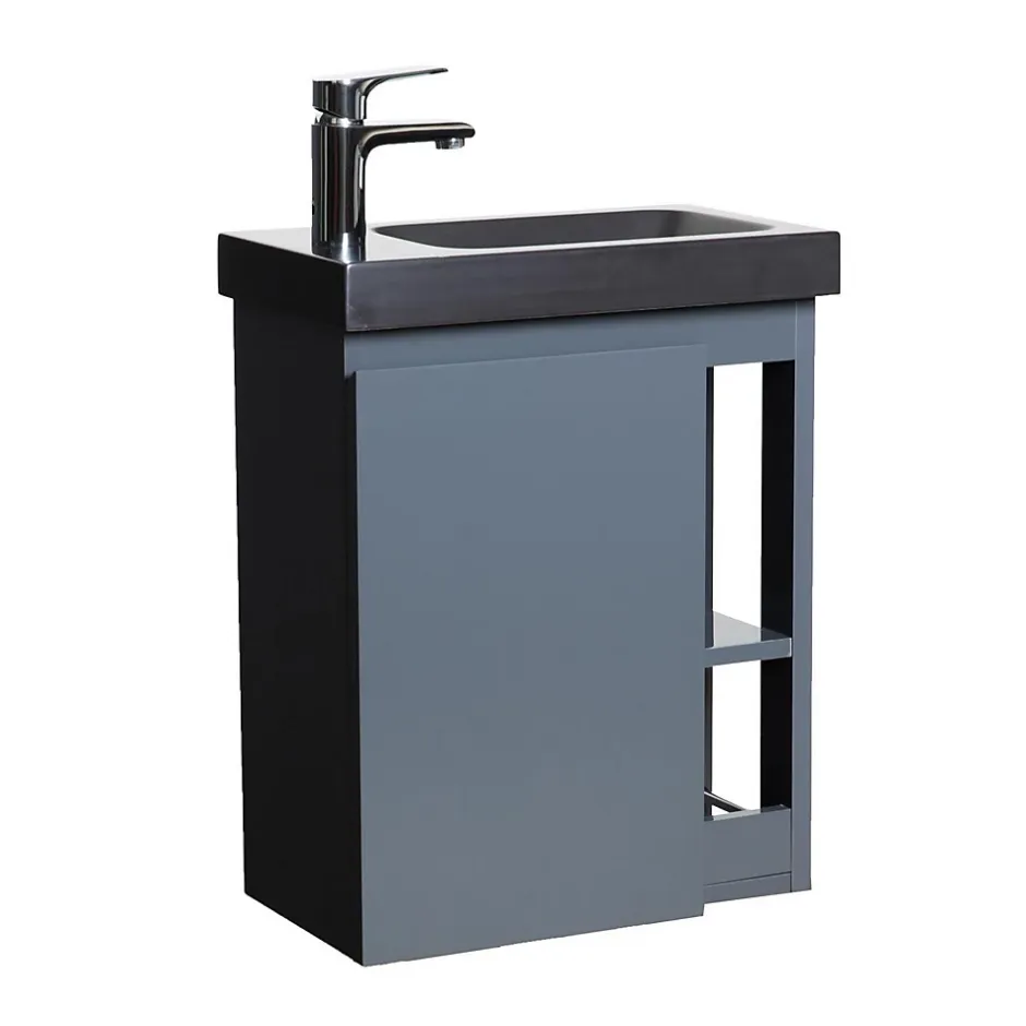 Mob-In Ensemble lave-mains HAMPTON avec rangement latéral et robinet noir