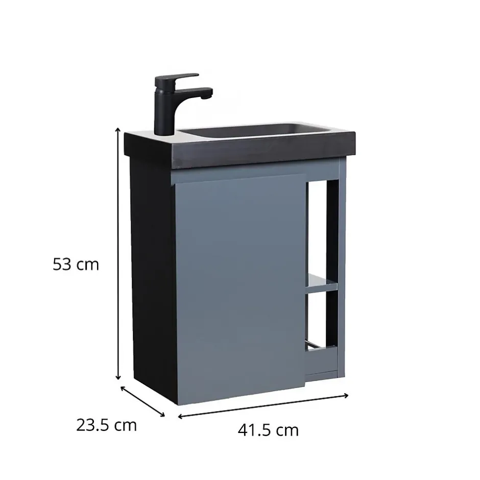 Mob-In Ensemble lave-mains HAMPTON avec rangement latéral et robinet noir
