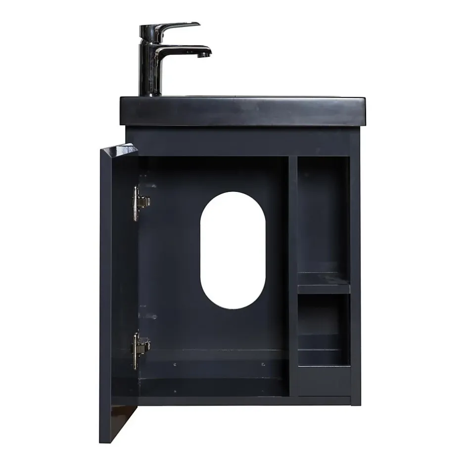 Mob-In Ensemble lave-mains HAMPTON avec rangement latéral et robinet noir