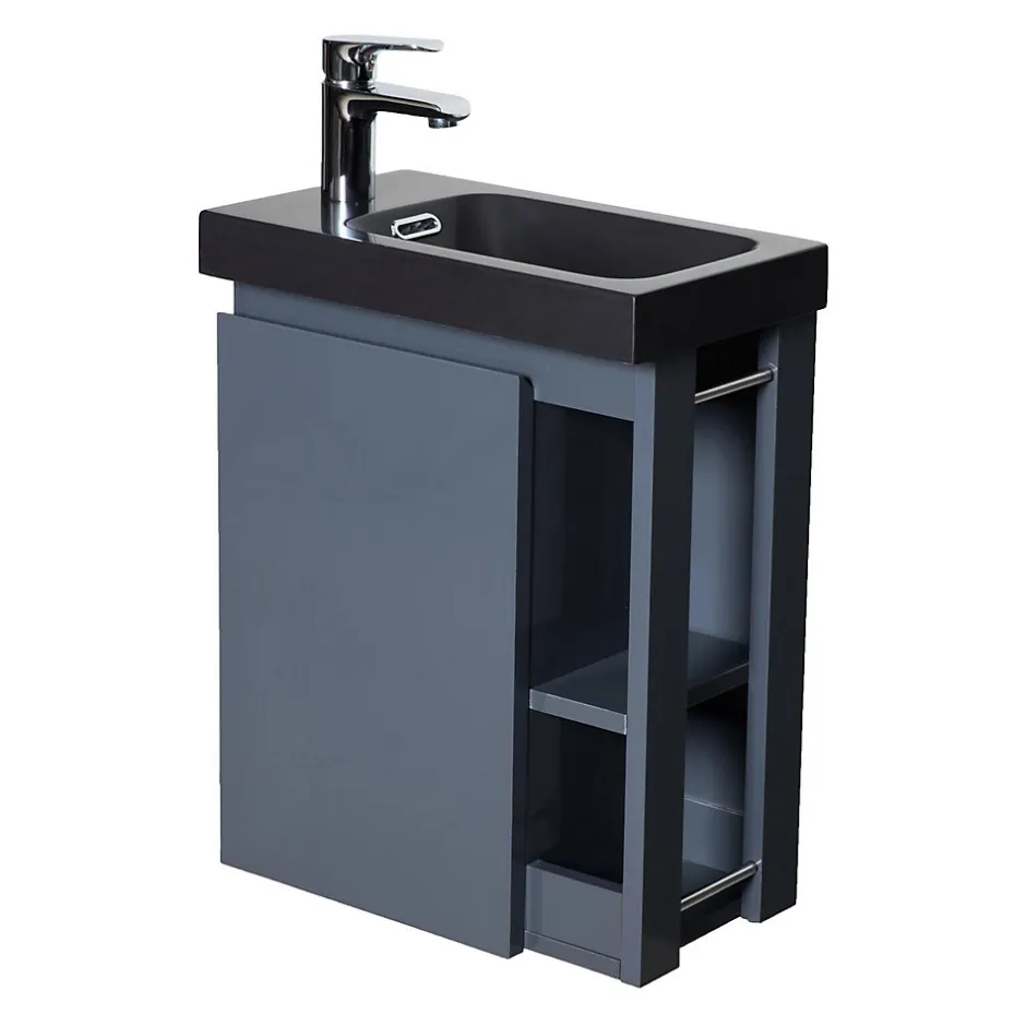 Mob-In Ensemble lave-mains HAMPTON avec rangement latéral et robinet noir