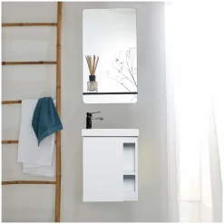 Mob-In Ensemble lave-mains HAMPTON avec robinet chromé et miroir