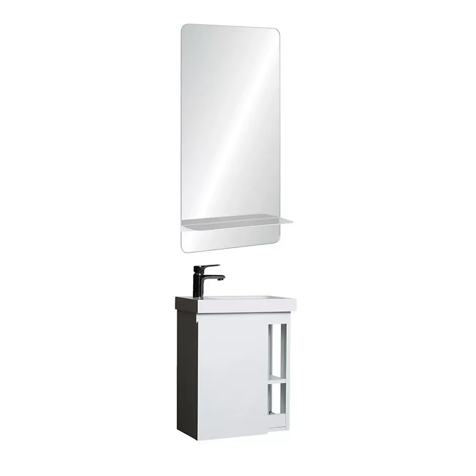 Mob-In Ensemble lave-mains HAMPTON avec robinet chromé et miroir