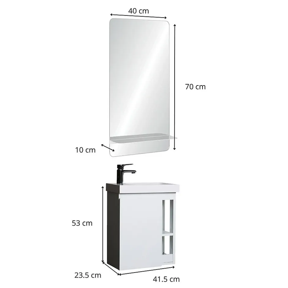 Mob-In Ensemble lave-mains HAMPTON avec robinet chromé et miroir