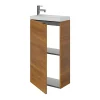 GoodHome Ensemble lave-mains l.45 cm meuble à poser Imandra décor noyer + plan vasque résine blanc* Lave-Mains|Meuble De Salle De Bains Faible Profondeur