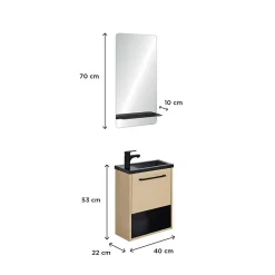 Mob-In Ensemble lave-mains NIKA avec niche, robinet et miroir tablette