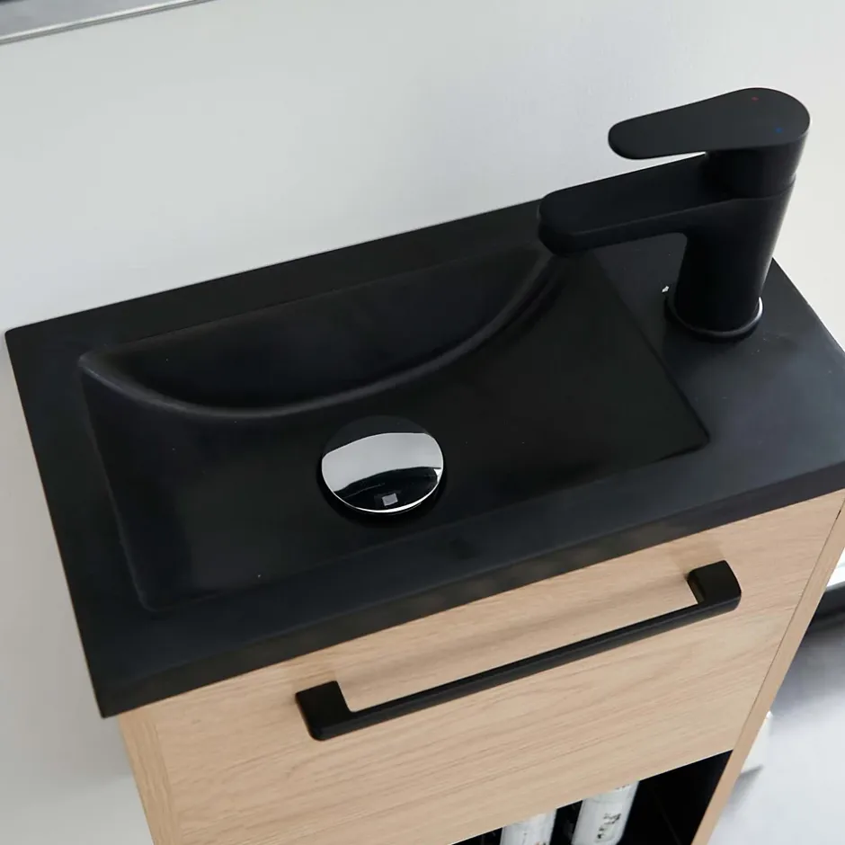Mob-In Ensemble lave-mains NIKA avec niche, robinet et miroir tablette