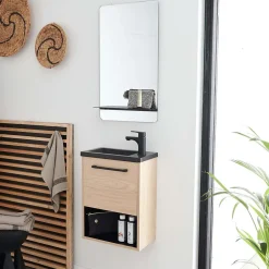 Mob-In Ensemble lave-mains NIKA avec niche, robinet et miroir tablette