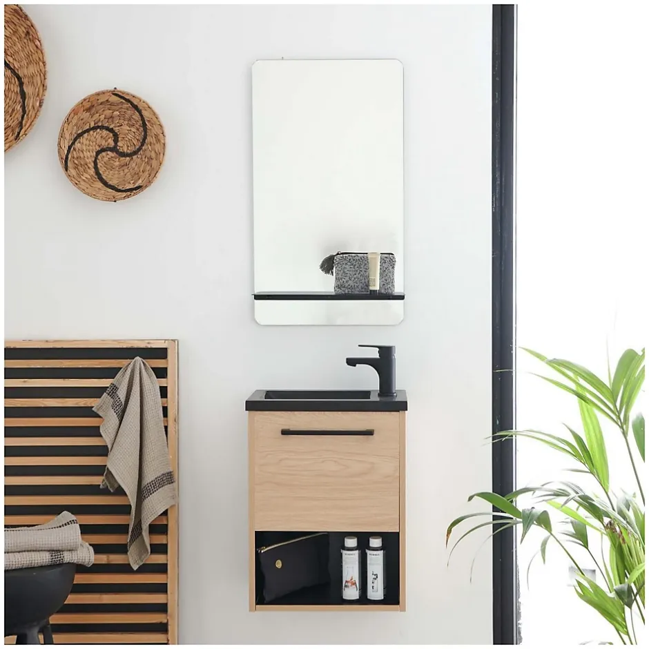 Mob-In Ensemble lave-mains NIKA avec niche et miroir tablette* Lave-Mains