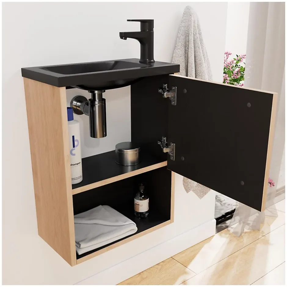 Mob-In Ensemble lave-mains NIKA avec niche et miroir tablette* Lave-Mains
