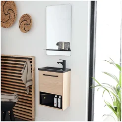 Mob-In Ensemble lave-mains NIKA avec niche et miroir tablette* Lave-Mains