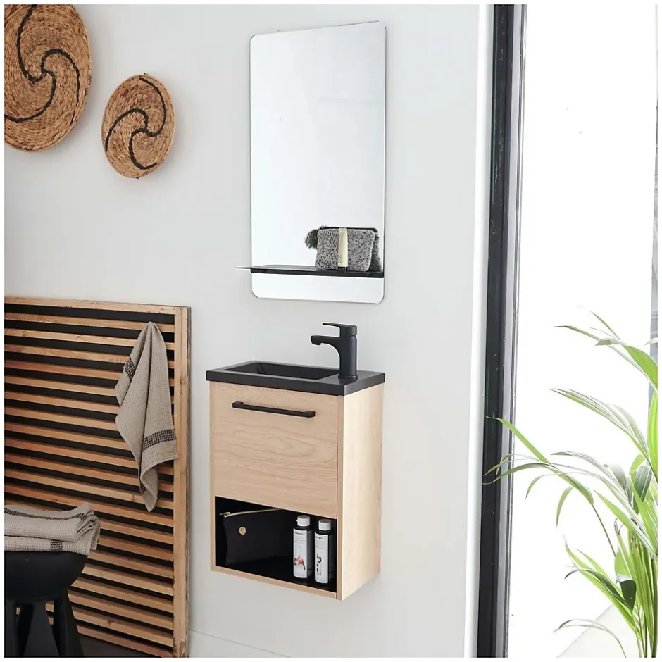 Mob-In Ensemble lave-mains NIKA avec niche et miroir tablette* Lave-Mains