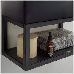 Mob-In Ensemble lave-mains NOVA métal et bois avec robinet noir et miroir ovale* Lave-Mains