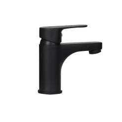 Mob-In Ensemble lave-mains NOVA métal et bois avec robinet noir et miroir ovale* Lave-Mains