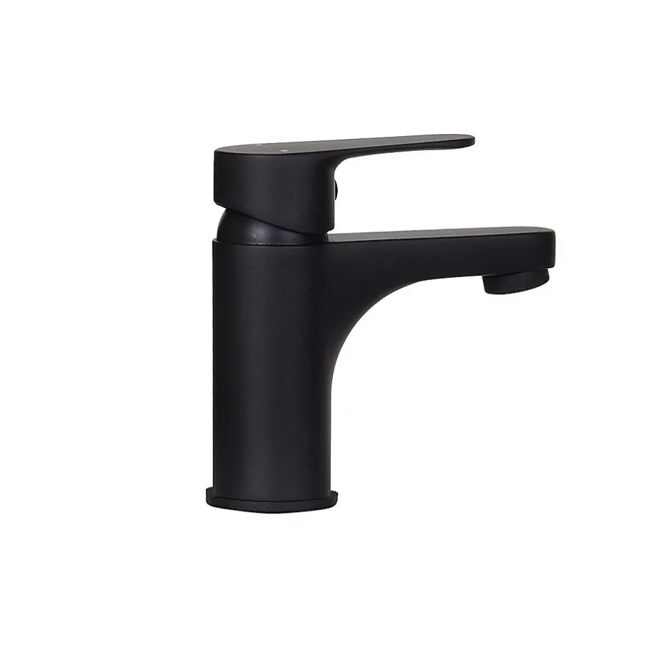 Mob-In Ensemble lave-mains NOVA métal et bois avec robinet noir et miroir ovale* Lave-Mains