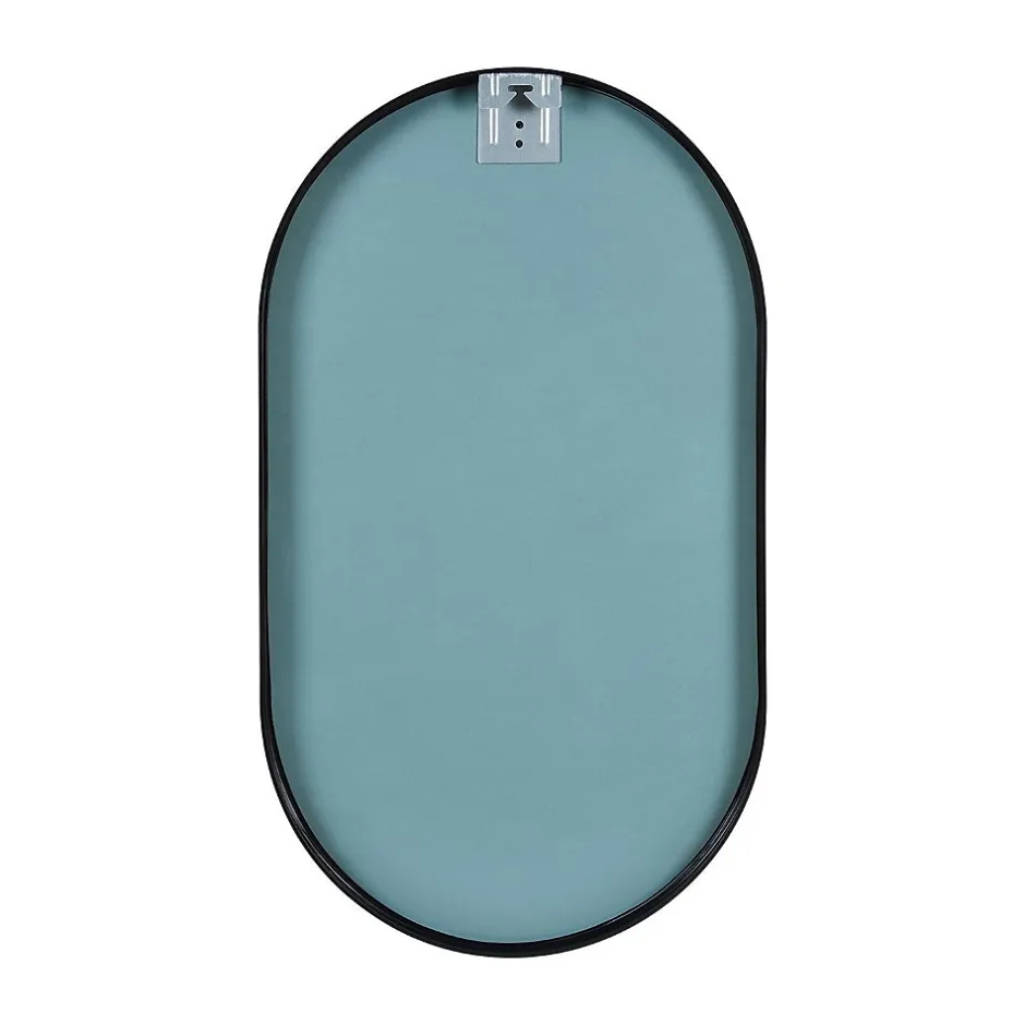 Mob-In Ensemble lave-mains NOVA métal et bois avec robinet noir et miroir ovale* Lave-Mains